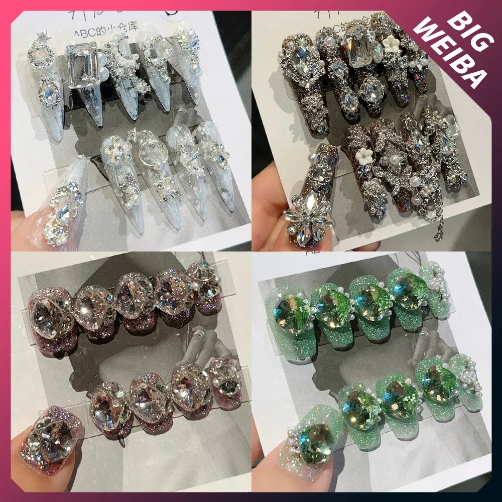 Nail Art Xs - DIY 럭셔리 코트 반짝이는 다채로운 라인석