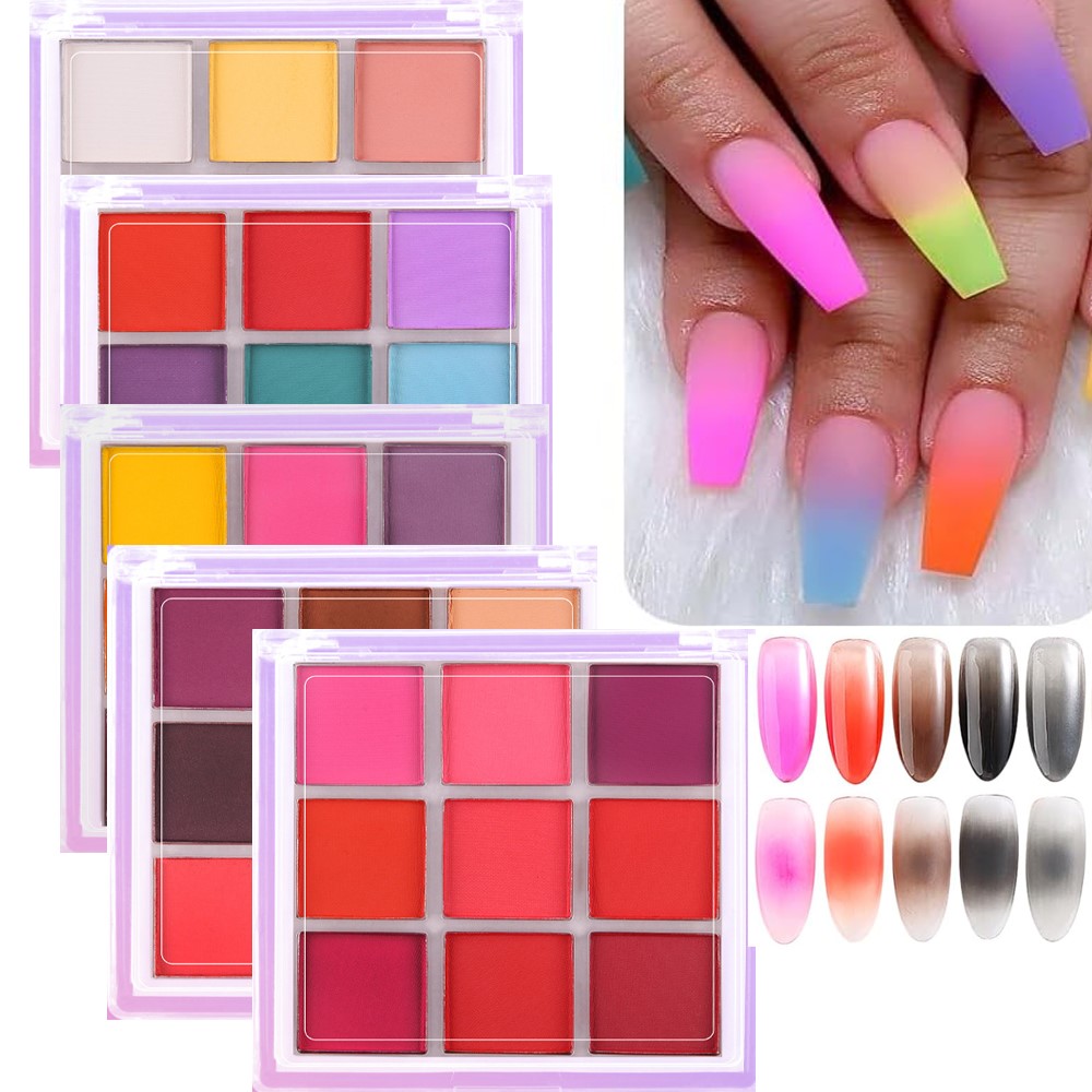 Nail Art Ombre Glitter - 4/6/9 색상 네일 안료 팔레트 솔리드