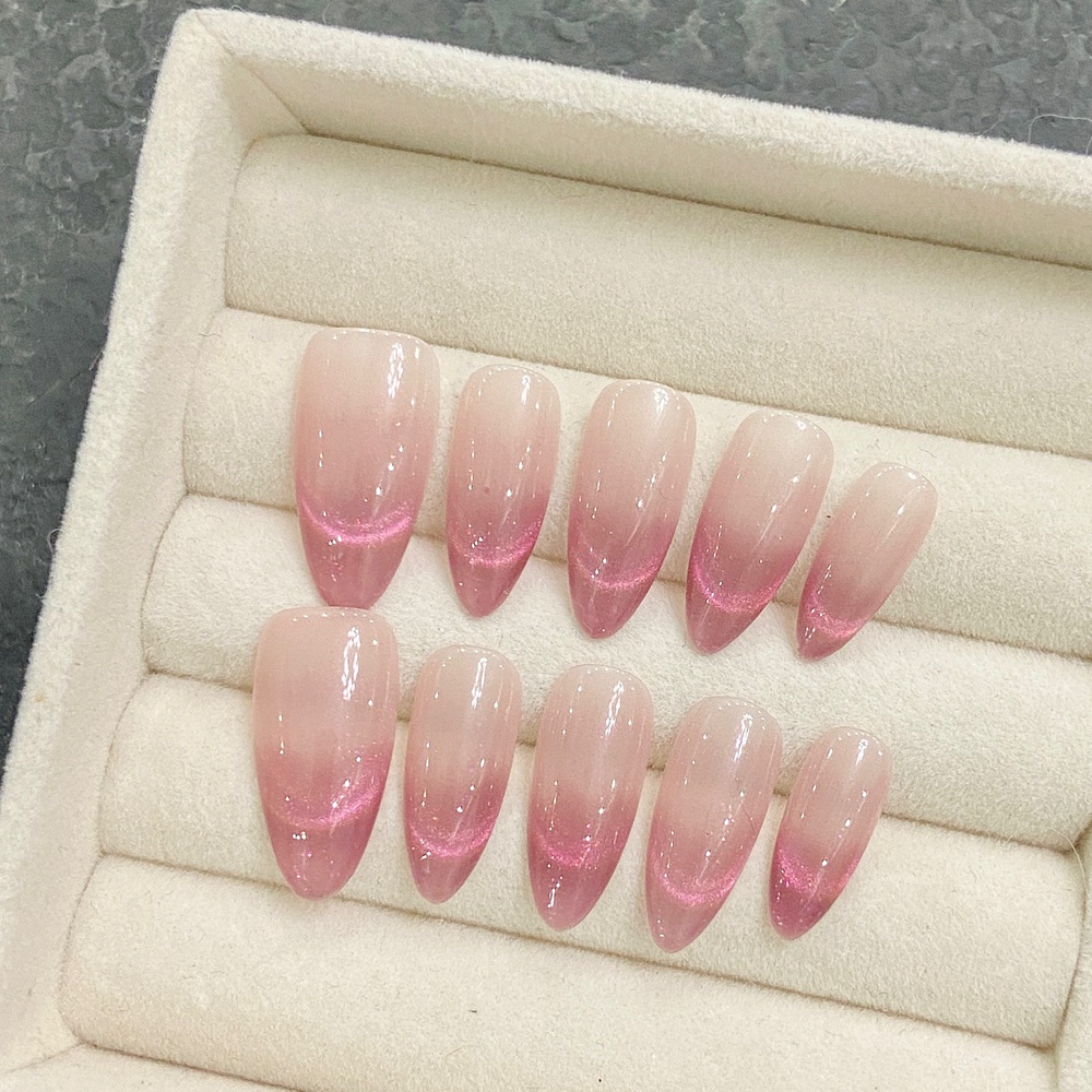 Nail Art French - 수제 아몬드 프레스 손톱, 인조 아크릴