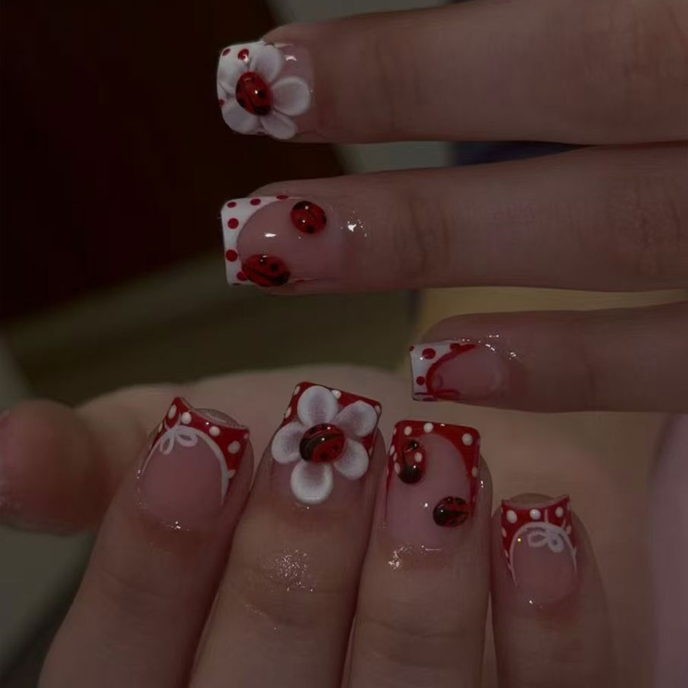 Nail Art French - 세트당 24개. 직사각형 3D 젤 플라워