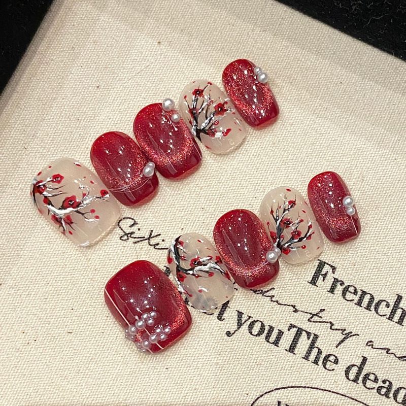 Nail Art Red - 네일 아트 크리스탈 고양이 눈 아크릴