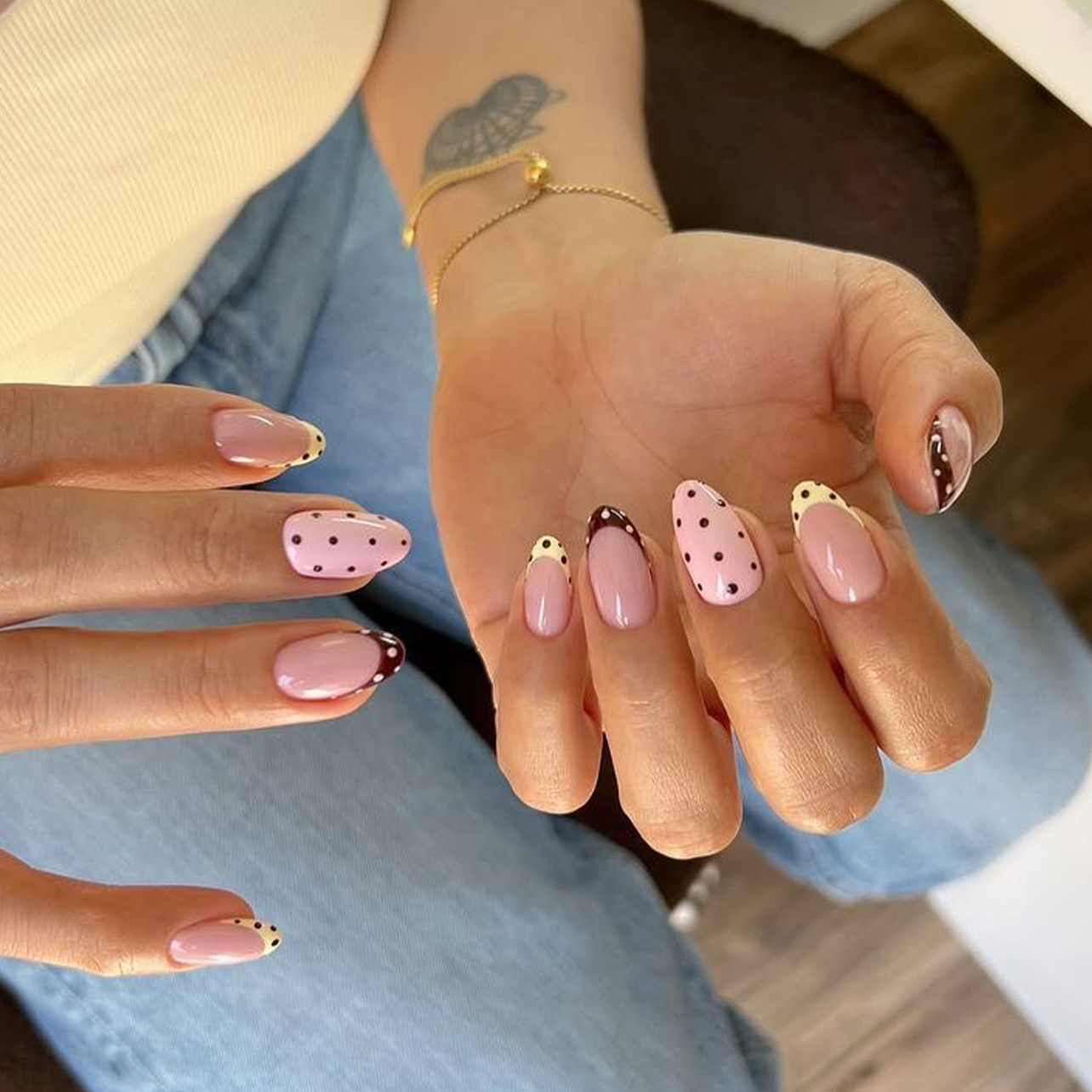 Nail Art French - 24개 아몬드 모양 인조 손톱 세트,