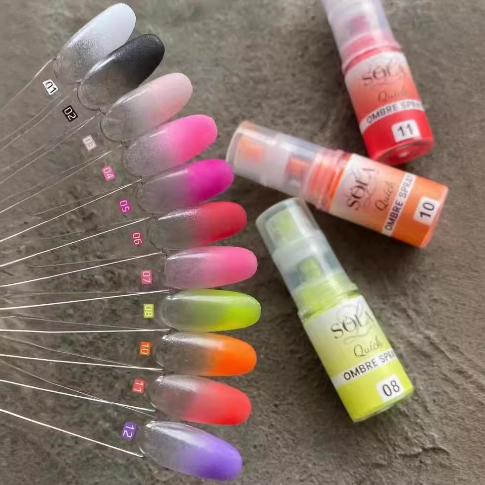 Nail Art Ombre Glitter - Pastel 네온 그라데이션 핑크 네일 아트