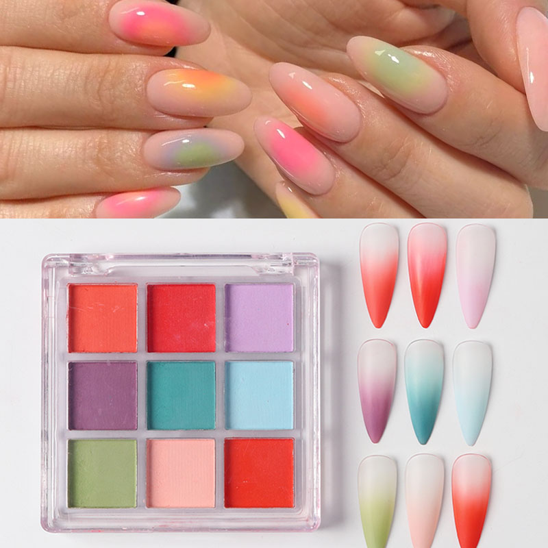 9가지 색상 그라데이션 매니큐어 네일 아트 솔리드 파우 - Nail Art Ombre Glitter 리뷰 및 가격