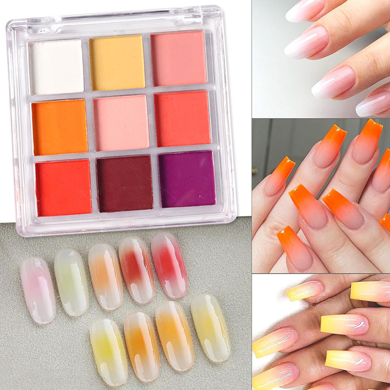 9가지 색상 그라데이션 매니큐어 네일 아트 솔리드 파우 - Nail Art Ombre Glitter 리뷰 및 가격