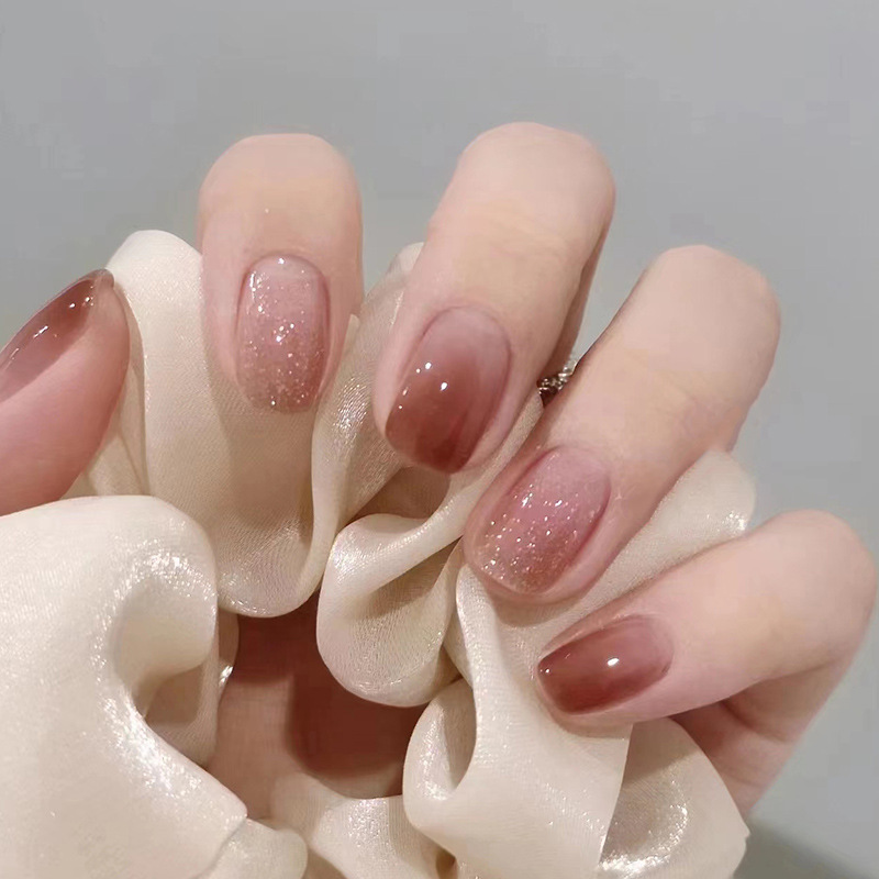 24Pcs 캐러멜 브라운 옹 브르 반짝이 스틱 네일 스 - Nail Art Ombre Glitter 리뷰 및 가격