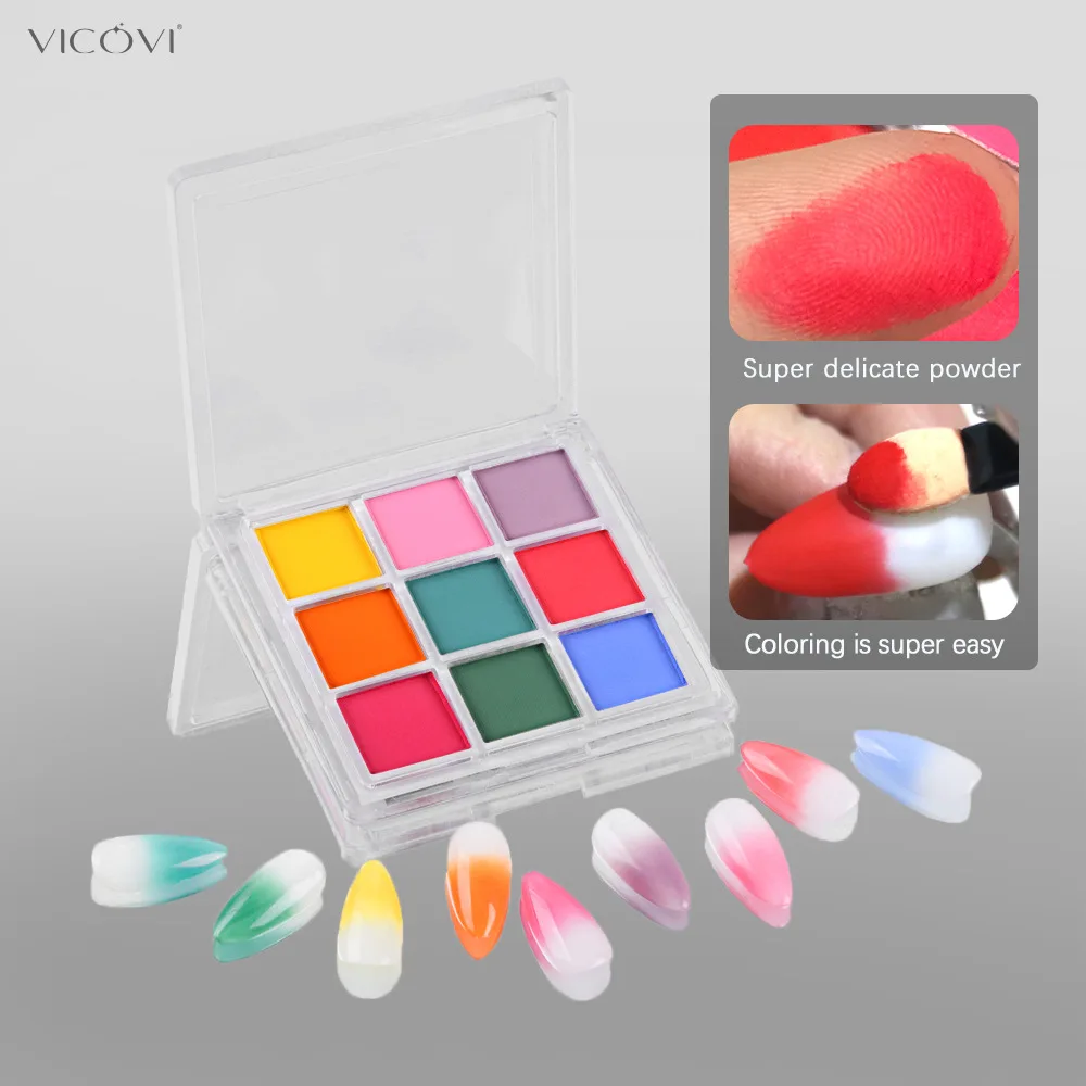 9 가지 색상 네일 안료 팔레트 솔리드 매직 미러 파우 - Nail Art Ombre Glitter 리뷰 및 가격