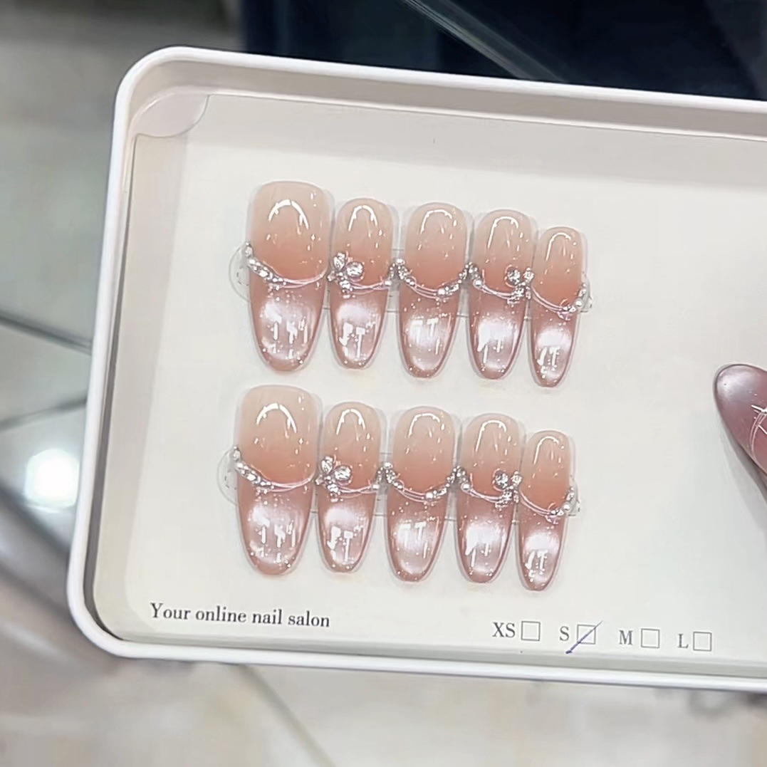 10개/봉투 롱 오벌 핸드메이드 프레스온 네일 프렌치  - Nail Art Xs 리뷰 및 가격
