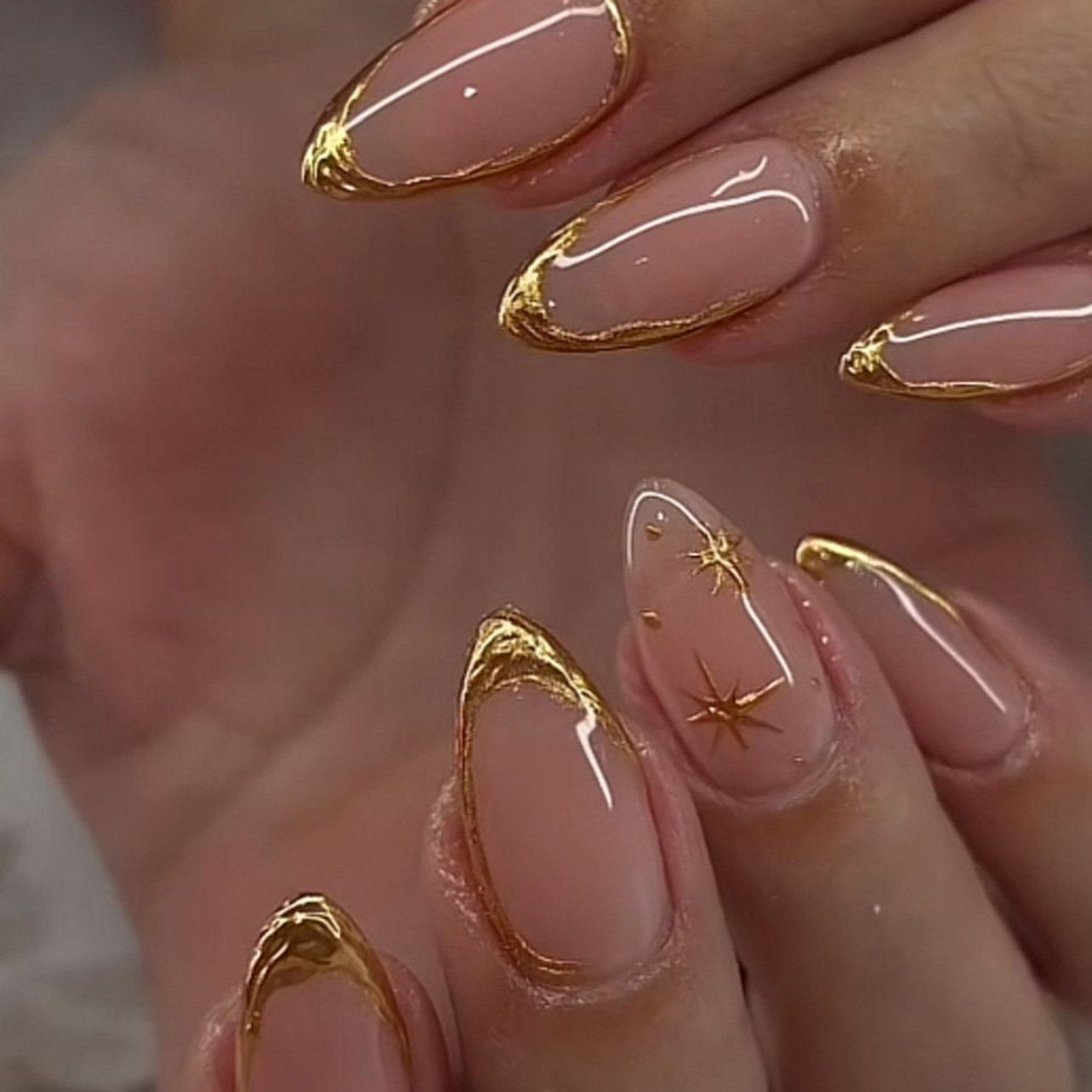 24개 짧은 아몬드 네일 세트 풀커버 별 달 웨이브 프 - Nail Art French 리뷰 및 가격