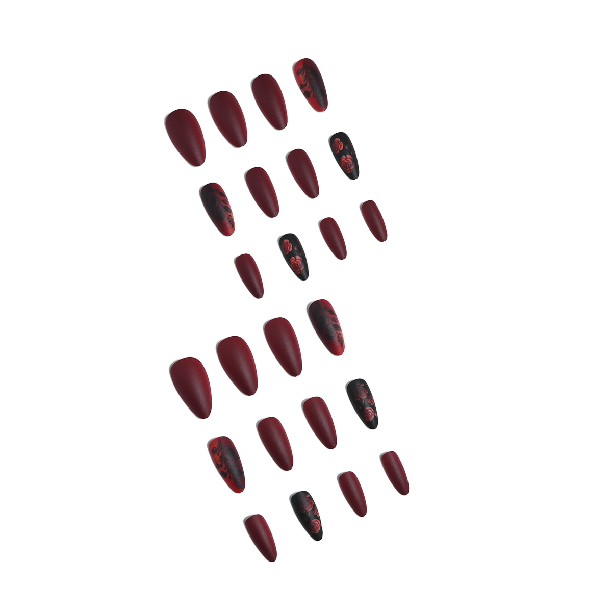 긴 아몬드 모양의 퓨어 레드 매트 텍스처 다이아몬드 모 - Nail Art Red 리뷰 및 가격