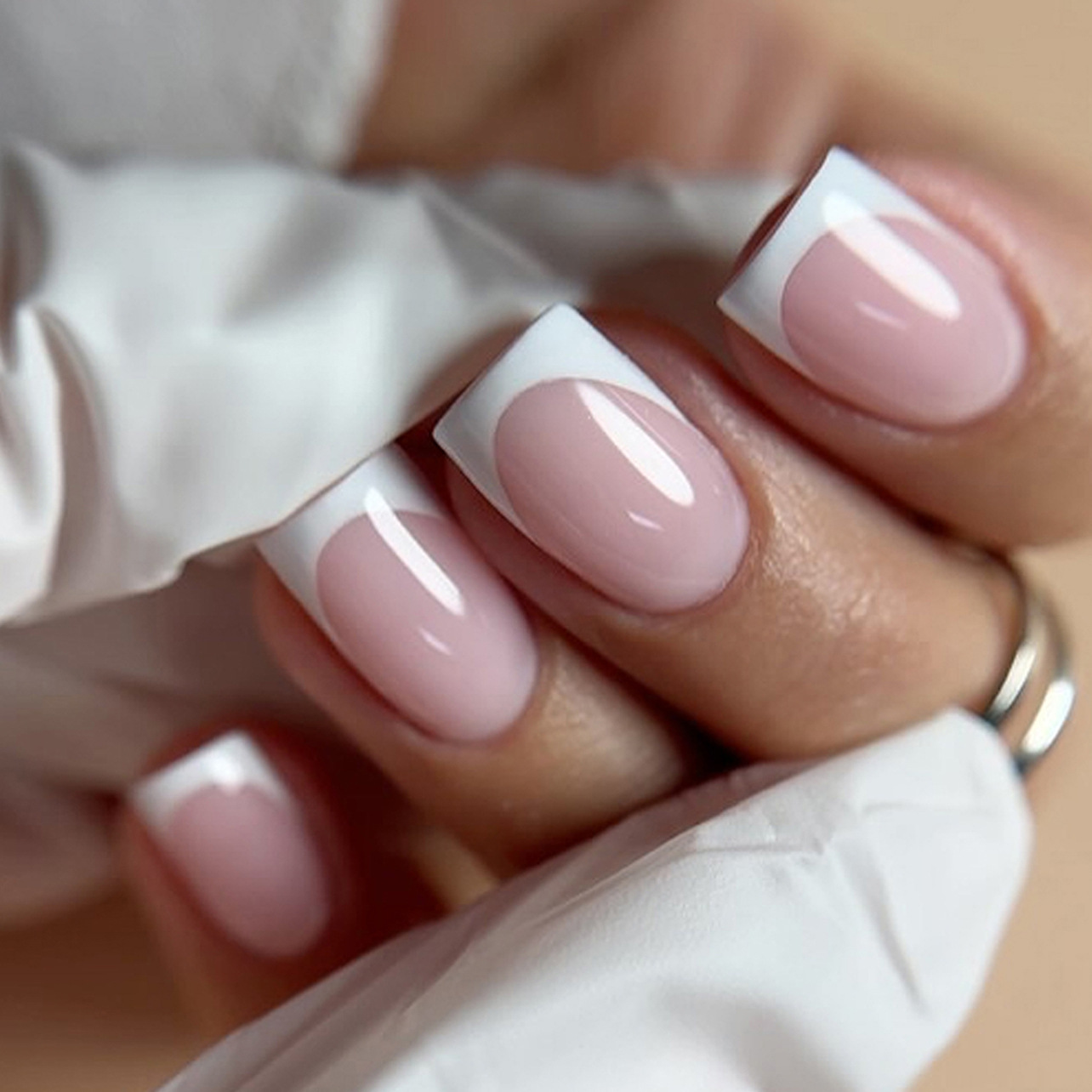 24Pcs 손톱에 짧은 사각형 수제 프레스 그라디언트  - Nail Art French 리뷰 및 가격