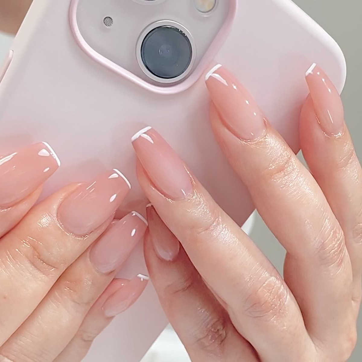 24Pcs 손톱에 짧은 사각형 수제 프레스 그라디언트  - Nail Art French 리뷰 및 가격