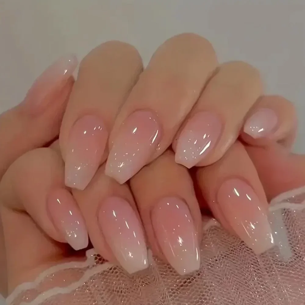 24pc 손톱에 누르기 블랙 그라디언트 발레 틀린 손톱 - Nail Art French 리뷰 및 가격