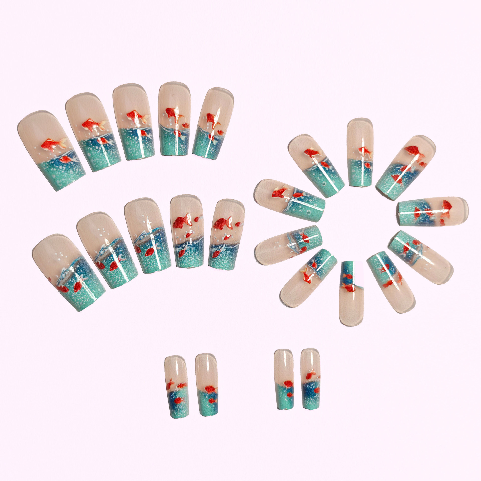 여성용 중간 길이 사각형 페이크 네일, 여름 블루 워터 - Nail Art Red 리뷰 및 가격