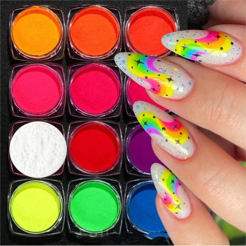 다채로운 네온 인 안료 파우더, 형광 네일 아트, 네온 - Nail Art Ombre Glitter 리뷰 및 가격
