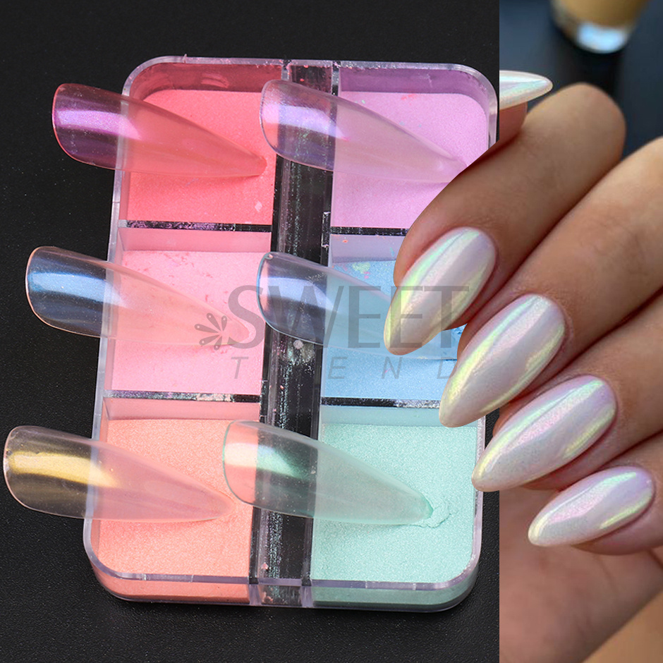 6 그리드 미러 펄 네일 파우더 옴브레 펄레센트 글램  - Nail Art Ombre Glitter 리뷰 및 가격