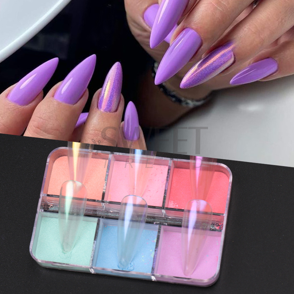 6 그리드 미러 펄 네일 파우더 옴브레 펄레센트 글램  - Nail Art Ombre Glitter 리뷰 및 가격