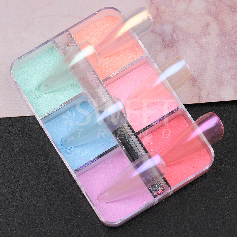 6 그리드 미러 펄 네일 파우더 옴브레 펄레센트 글램  - Nail Art Ombre Glitter 리뷰 및 가격