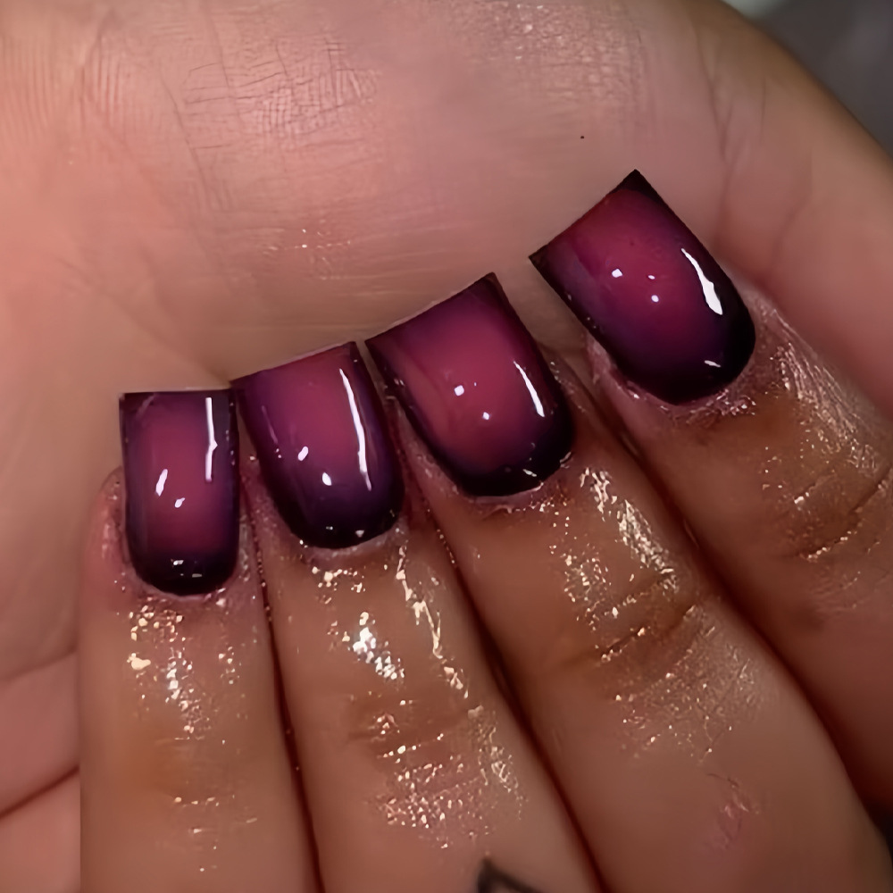여성용 짧은 사각형 가짜 손톱 그라데이션 블랙 레드 로 - Nail Art French 리뷰 및 가격