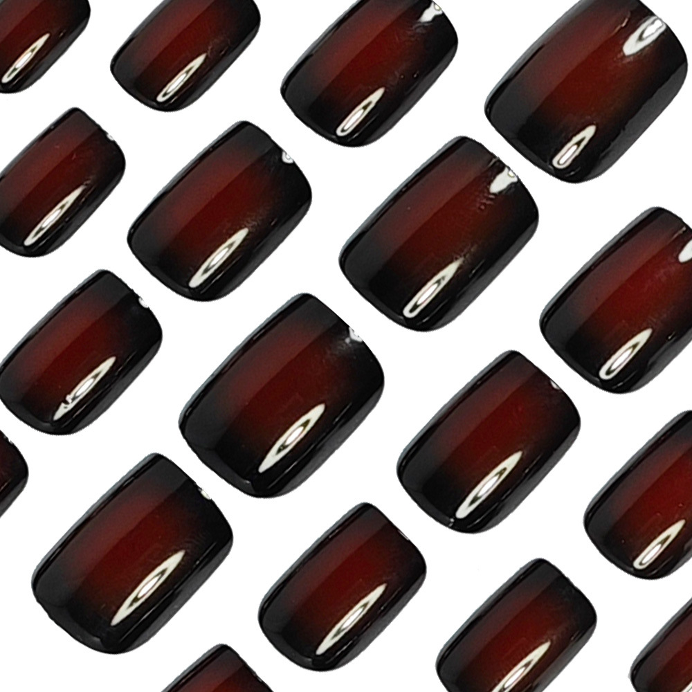 여성용 짧은 사각형 가짜 손톱 그라데이션 블랙 레드 로 - Nail Art French 리뷰 및 가격