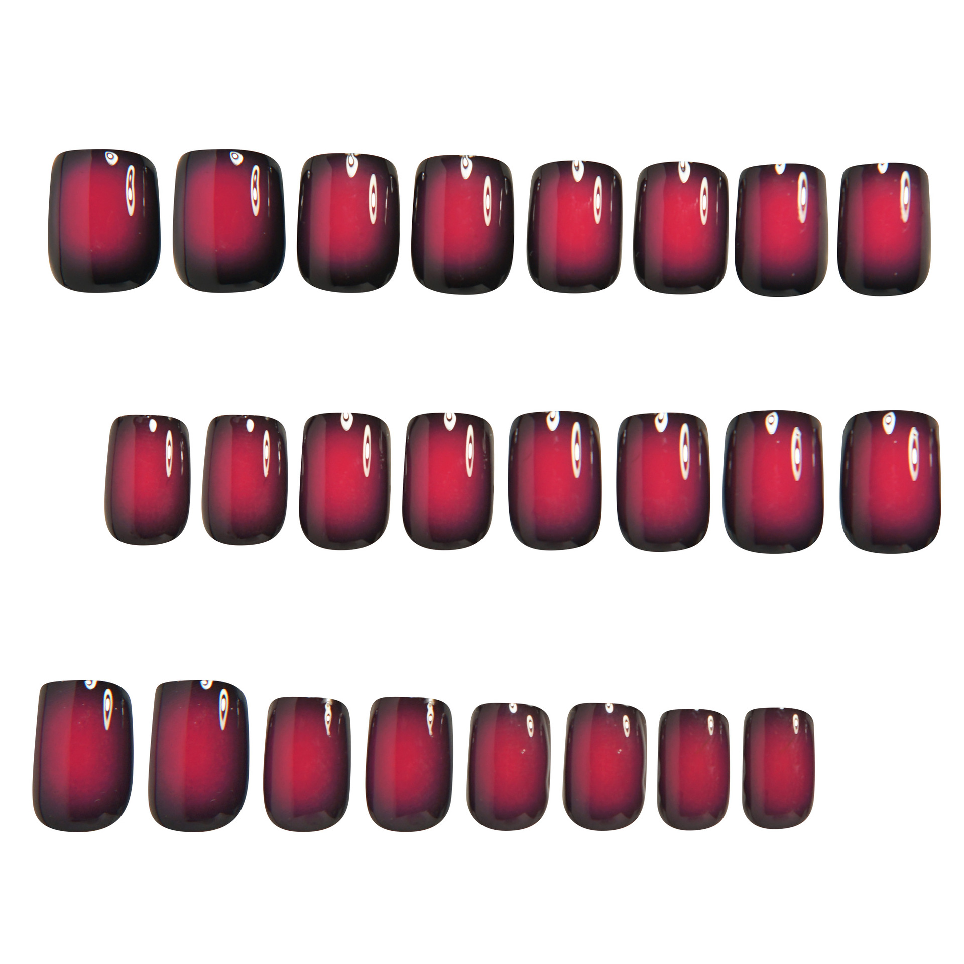 여성용 짧은 사각형 가짜 손톱 그라데이션 블랙 레드 로 - Nail Art French 리뷰 및 가격