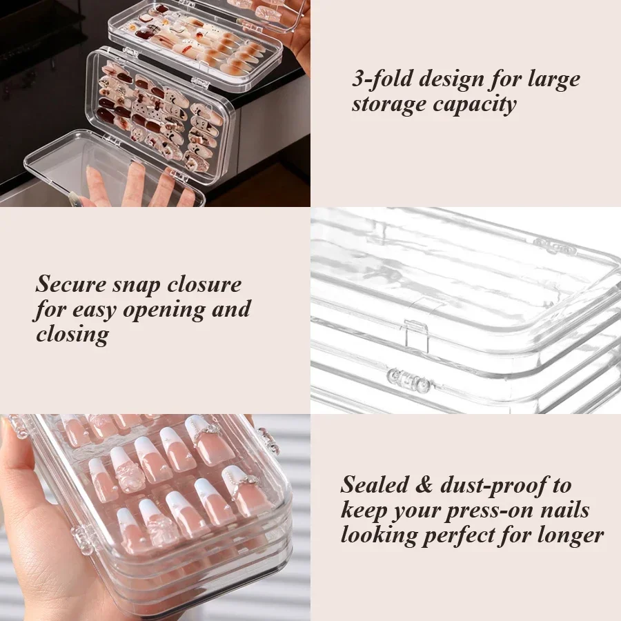 투명 접이식 프레스온 네일 보관함, 살롱 및 DIY 네 - Nail Art Viral 리뷰 및 가격