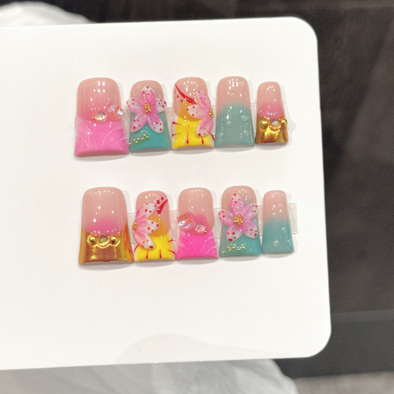 10개입 오션 스타일 가짜 손톱 덕빌 프레스온 네일 세 - Nail Art French 리뷰 및 가격