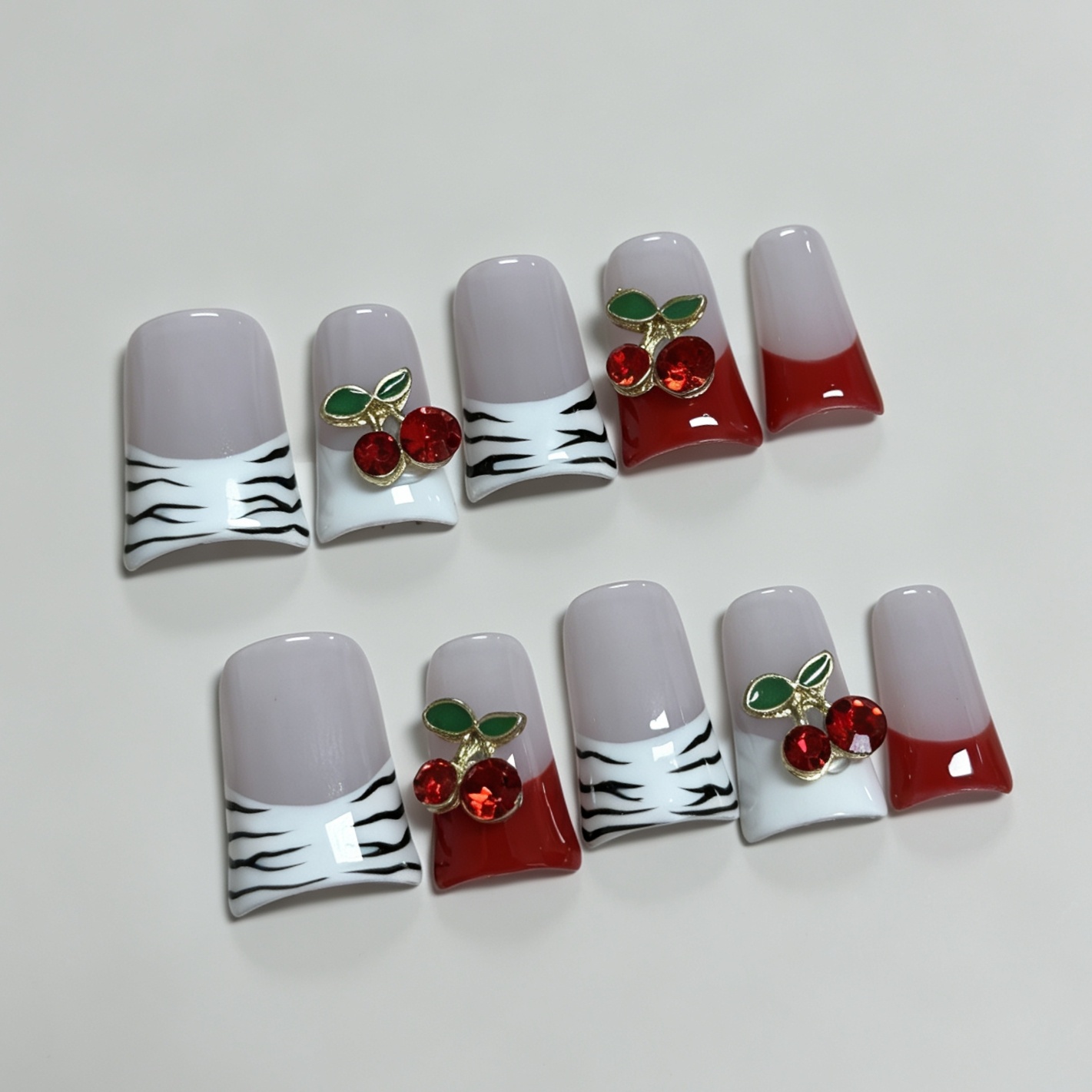 미디움 스퀘어 10개 프렌치 프레스온 네일, 누드 화이 - Nail Art Red 리뷰 및 가격