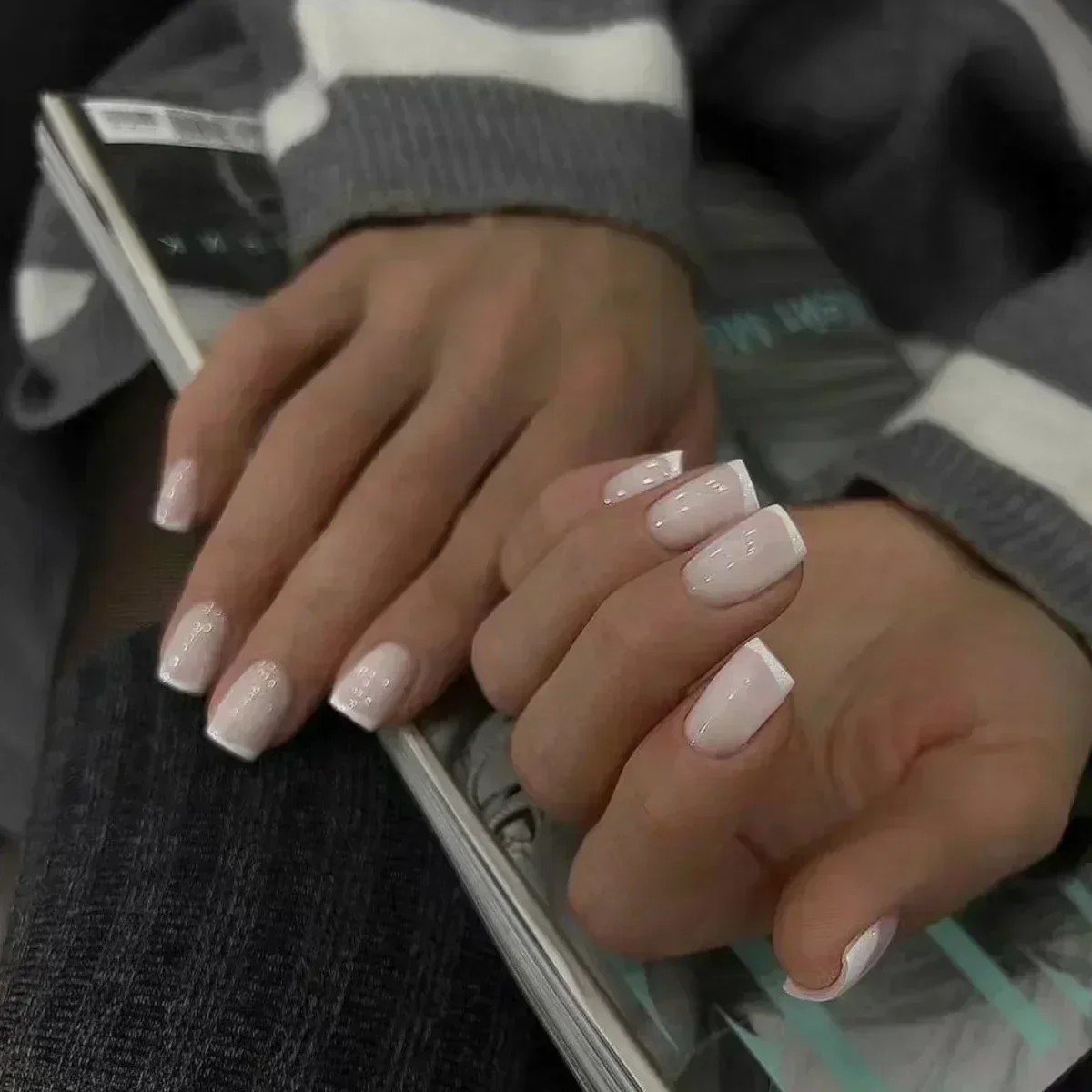 24개 심플 발레 글리터 탈부착 가능한 핑크 그라데이션 - Nail Art French 리뷰 및 가격